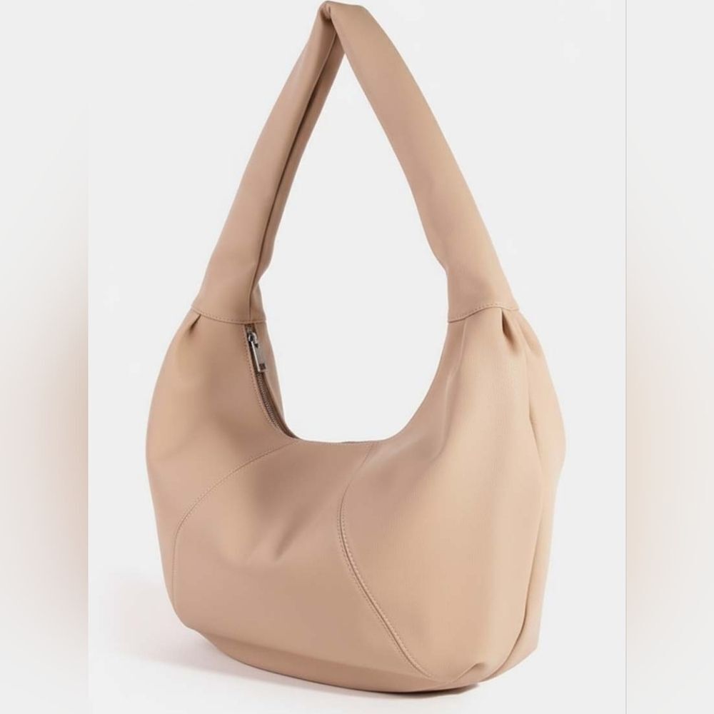 Fame USA Panel Stitch Crescent Leather Shoulder Bag